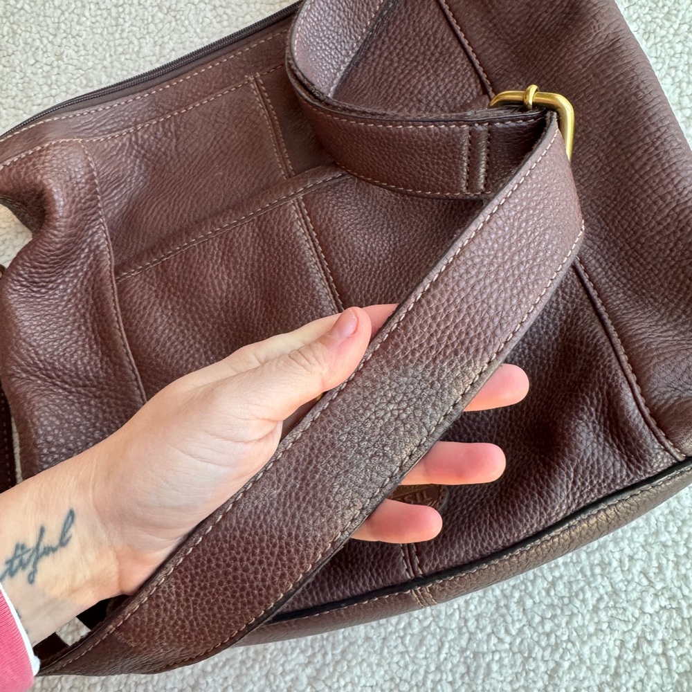 Fossil Leather Morgan Large Top Zip Traveler Crossbody Messenger Bag - Picture 6 of 9